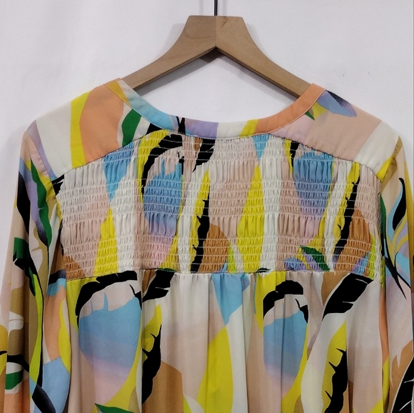 Rose + Olive Floral Button Blouse Women's 2X Multicolor Artsy Retro 90s Festival - Picture 6 of 8
